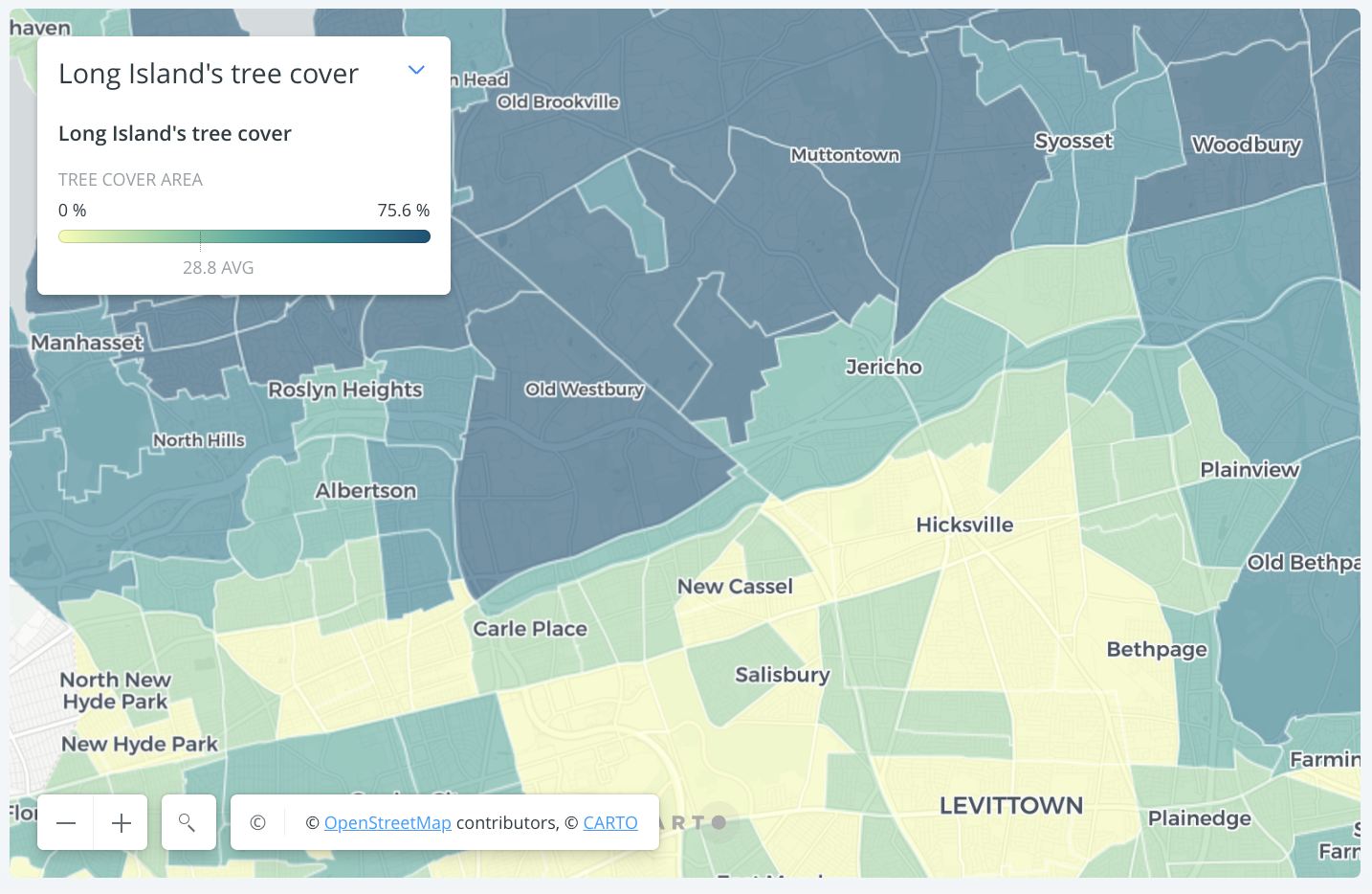 Tree cover analysis using satellite data for Long Island
